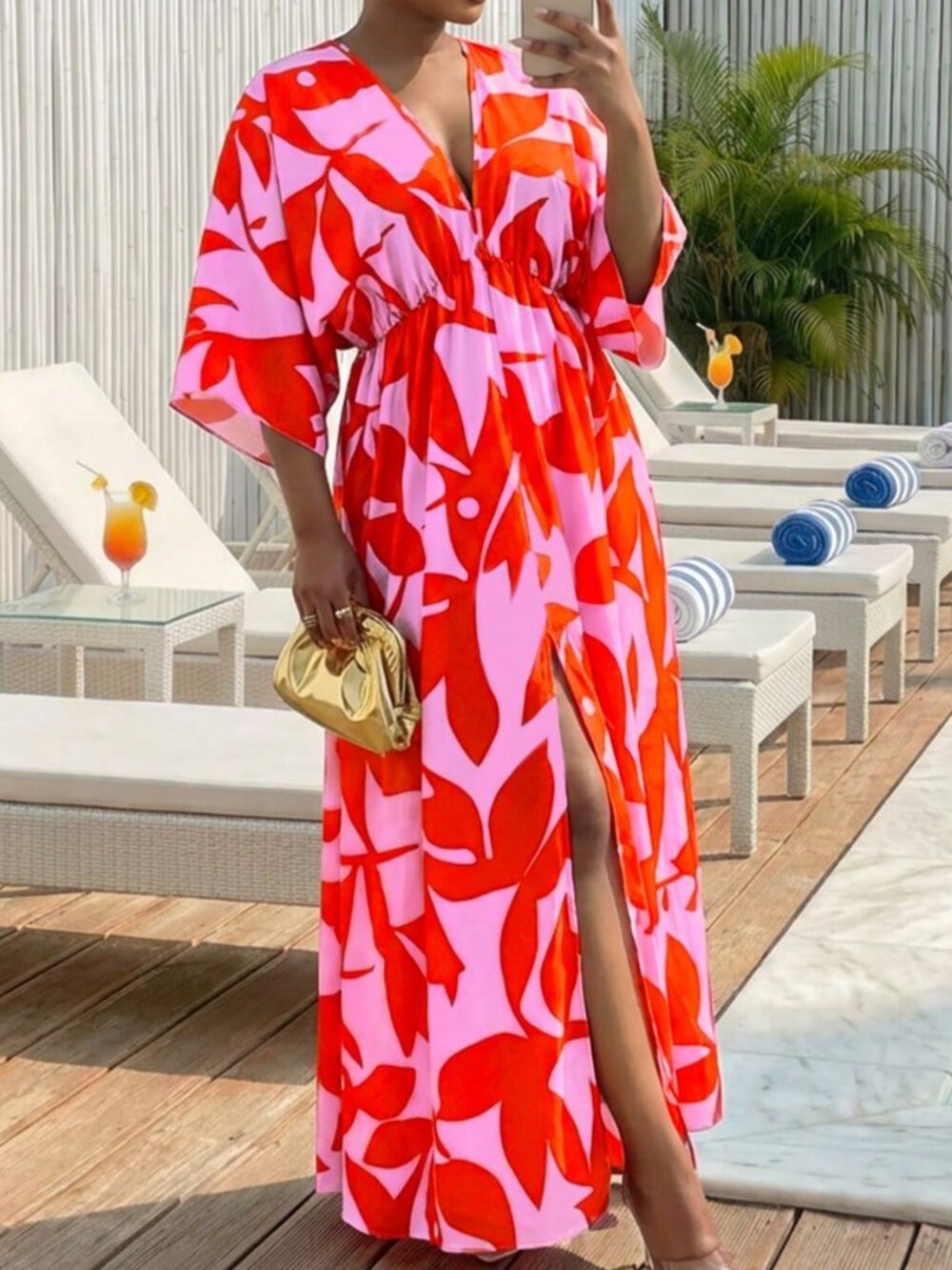 Multicolor Boho Women's Plus Size Floral Maxi Dress - Picture 5 of 6